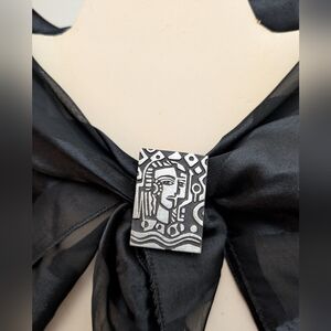 #58. Alice Seely Modern Tribal Geometric Silver Tone  Abstract Brooch